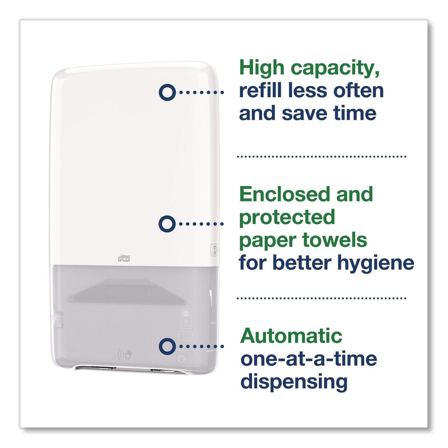 Tork® PeakServe Automatic Continuous Paper Hand Towel Dispenser, 14.47 x 4.04 x 25.15, White (TRK552540)
