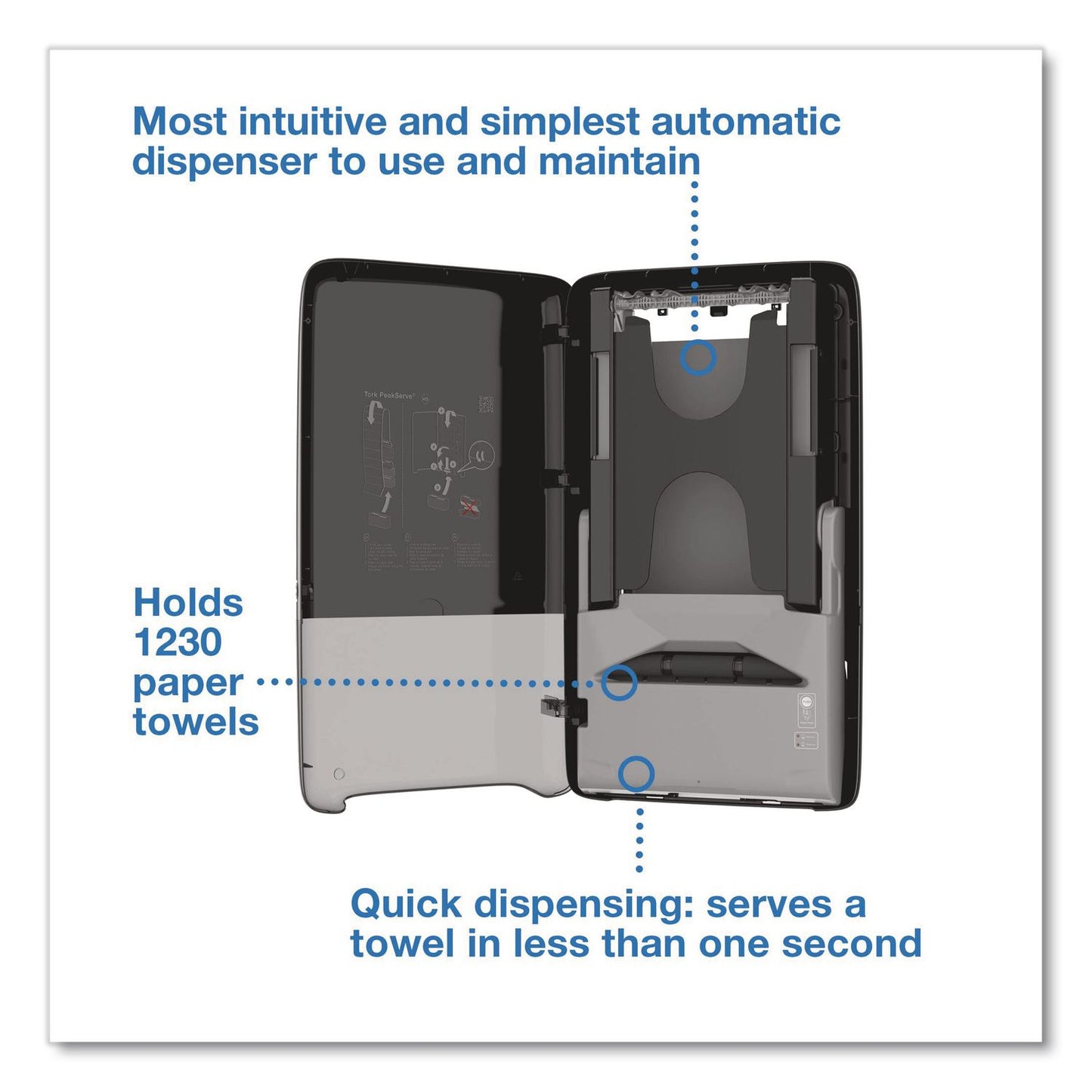 Tork® PeakServe Automatic Continuous Paper Hand Towel Dispenser, 14.47 x 4.04 x 25.15, Black (TRK552548)