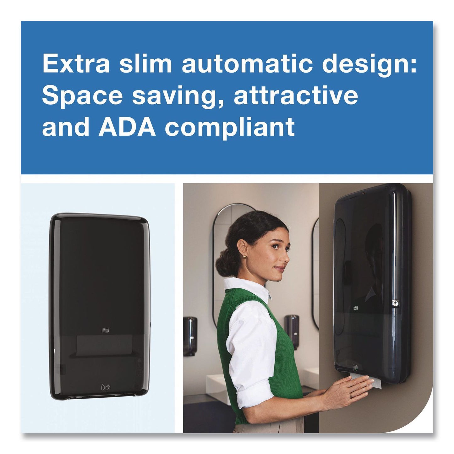 Tork® PeakServe Automatic Continuous Paper Hand Towel Dispenser, 14.47 x 4.04 x 25.15, Black (TRK552548)