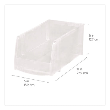 IRIS Stackable Plastic Storage Bin. Medium, 1.6 qt, 6 x 11 x 5, Clear (IRS200528)
