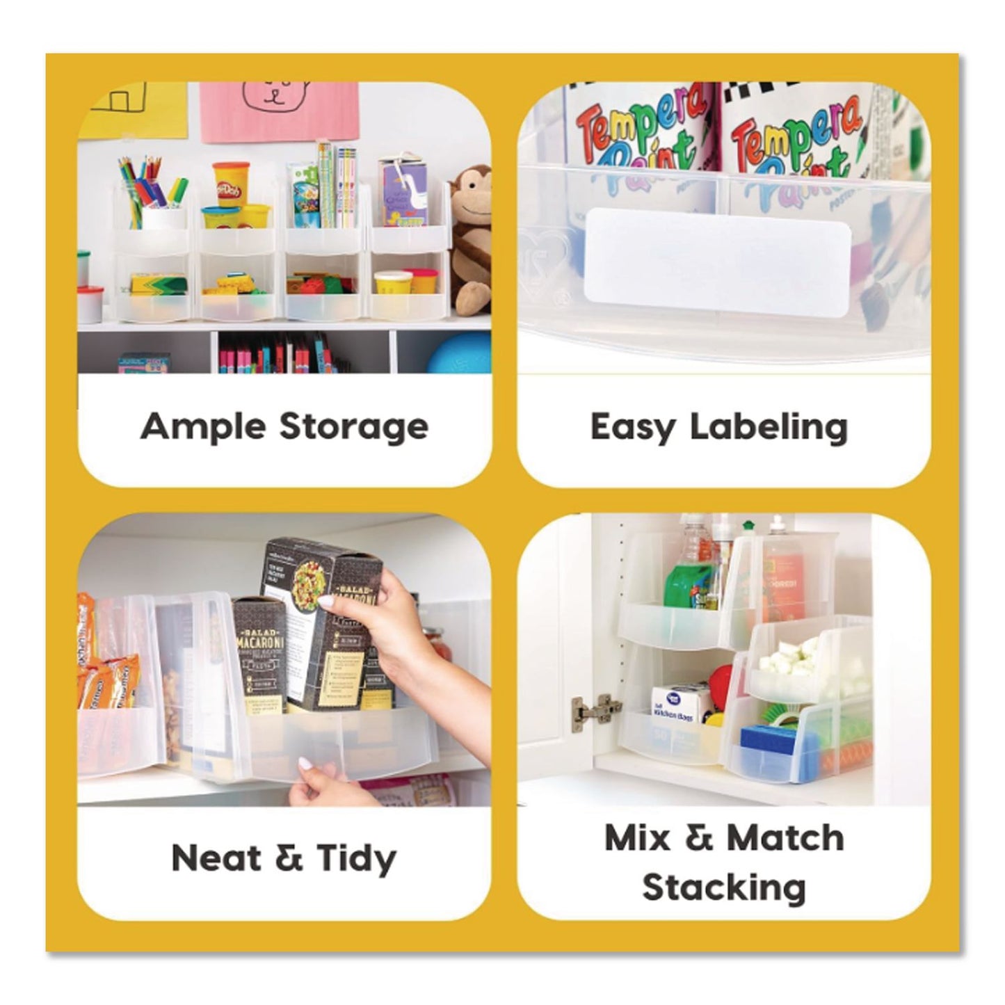 IRIS Stackable Plastic Storage Bin. Medium, 1.6 qt, 6 x 11 x 5, Clear (IRS200528)