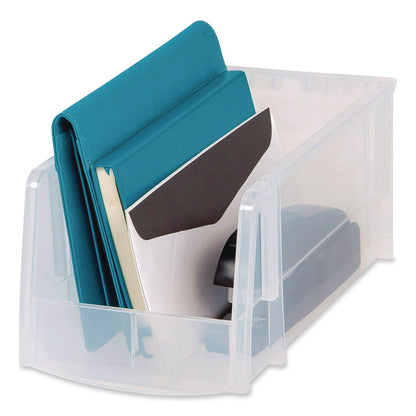 IRIS Stackable Plastic Storage Bin. Medium, 1.6 qt, 6 x 11 x 5, Clear (IRS200528)
