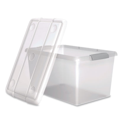 IRIS Store and Slide Latching Lid Storage Bin, 61 qt, 15.55 x 23.42 x 12.99, Clear (IRS270017)