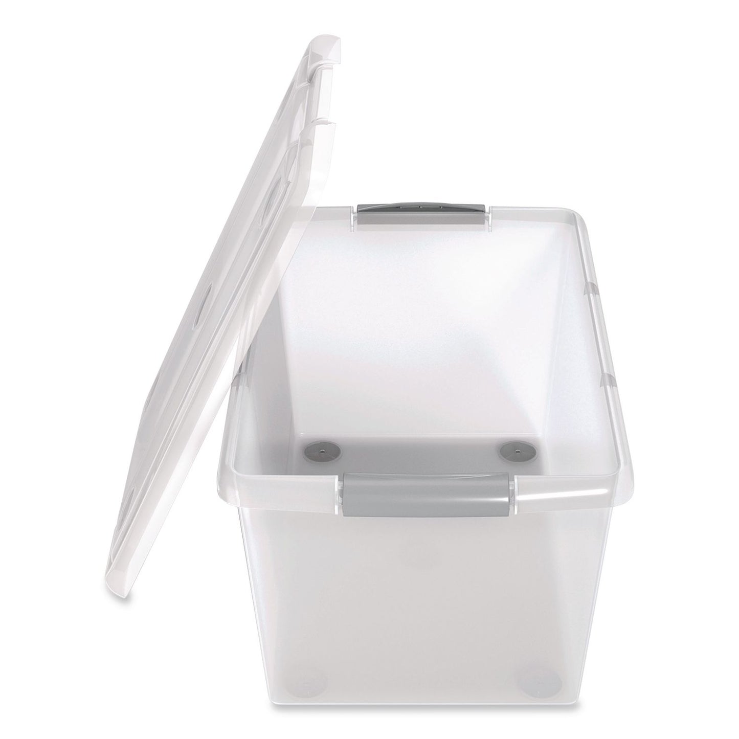 IRIS Store and Slide Latching Lid Storage Bin, 61 qt, 15.55 x 23.42 x 12.99, Clear (IRS270017)