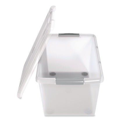 IRIS Store and Slide Latching Lid Storage Bin, 61 qt, 15.55 x 23.42 x 12.99, Clear (IRS270017)