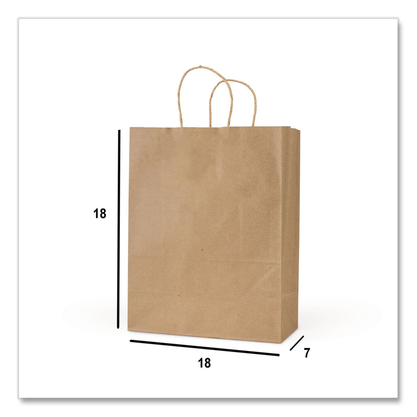 Inteplast Group Get Reddi Paper Bags, Mega Size, 70# Basis Weight, Twisted Rope Handles, 18 x 7 x 18.75, Brown, 200/Carton (IBSKRFTW18719)