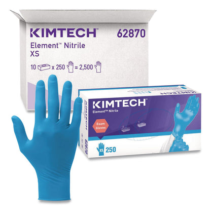 Kimtech™ Element Nitrile Exam Gloves, Powder-Free, AQL 1.5, X-Small, 3.2 mil Thick, 9.3" Long, Blue, 250/Box, 10 Boxes/Carton (ANS62870)