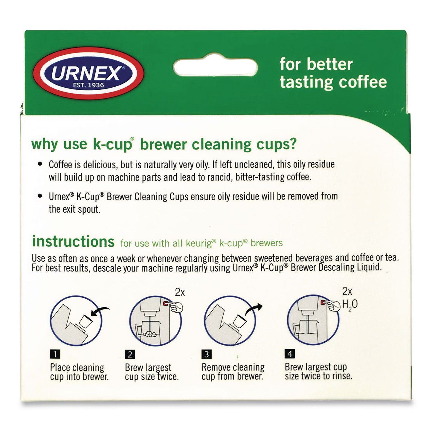 Urnex® CleanCup Coffee Pod Brewer Cleaning Cups, 0.25 oz Cup, 5/Pack (URN70135)