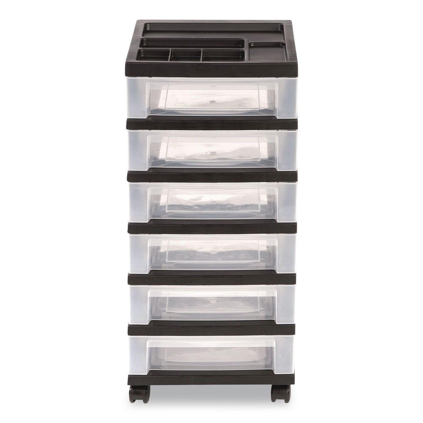 IRIS Six-Drawer Durable Storage Cart, Plastic, 15 lb Capacity, 12.13 x 14.38 x 26.38, Clear/Black (IRS270013116862)