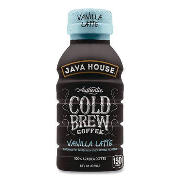 Java House® Cold Brew Coffee, Vanilla Latte, 8 oz Bottle, 24/Carton (JVHHFP01785)
