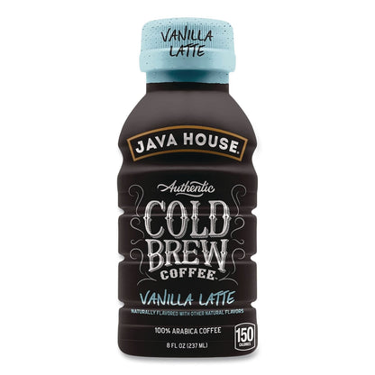 Java House® Cold Brew Coffee, Vanilla Latte, 8 oz Bottle, 24/Carton (JVHHFP01785)