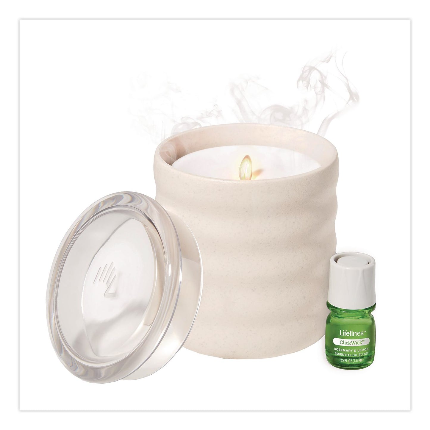 Lifelines® Aromatherapy Essential Oil Flameless Candle Diffuser, Rosemary and Lemon Essential Oil, 5.5 x 5.5 x 5.5, Ivory (LLN111617)