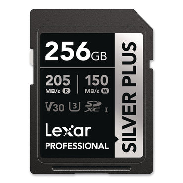 Lexar™ Professional SILVER Series SDXC Memory Card, 205MB/s Read Speeds and 150MB/s Write Speeds, UHS-I V30 U1 Class 10, 256 GB (LXRLSDSIPL256GB)