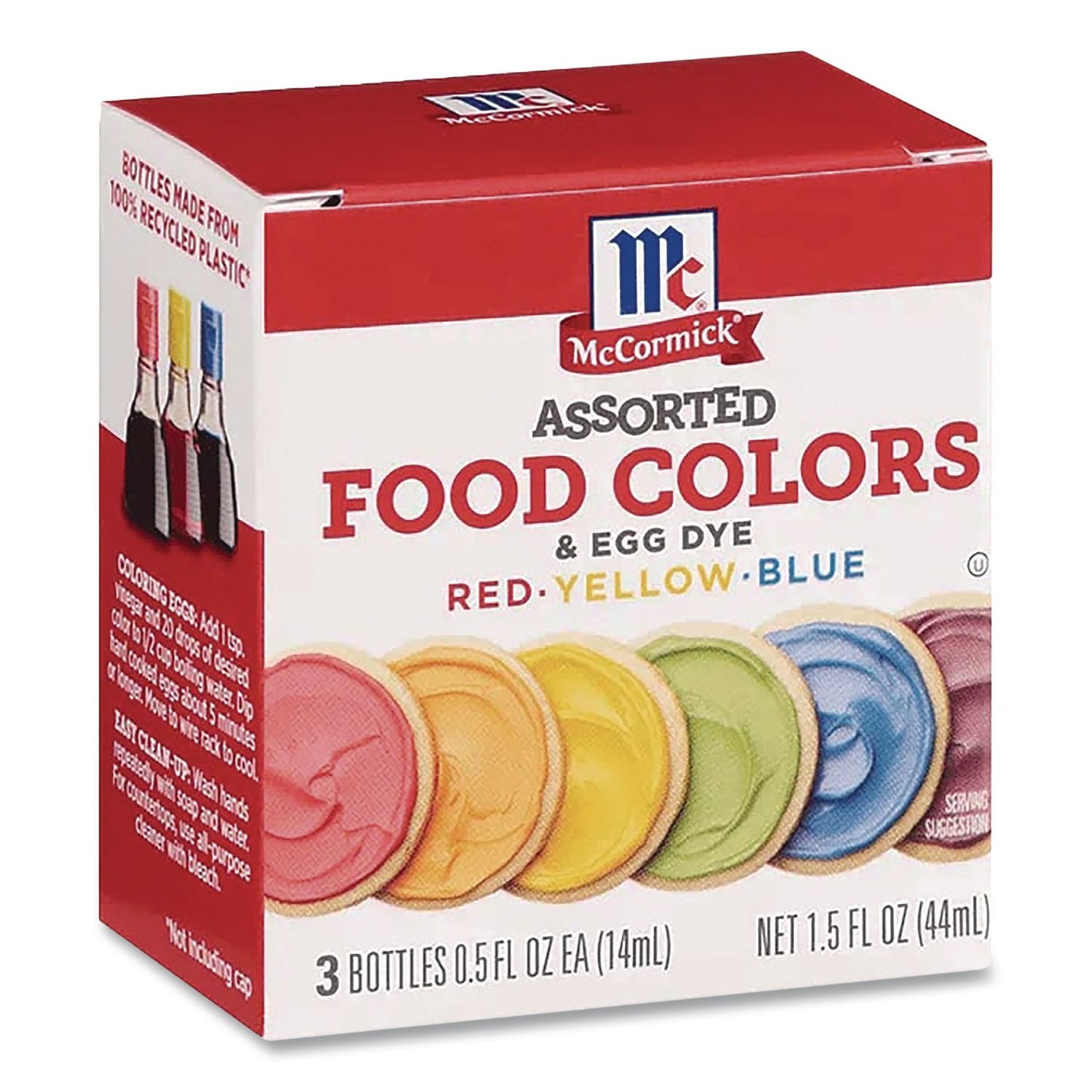 McCormick® Food Coloring, Red/Yellow/Blue, 0.5 oz Bottle, 3/Box (MKCMCM05308)