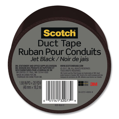 Scotch® Duct Tape, 3" Core, 1.88" x 20 yds, Jet Black (MMM920BLKC)