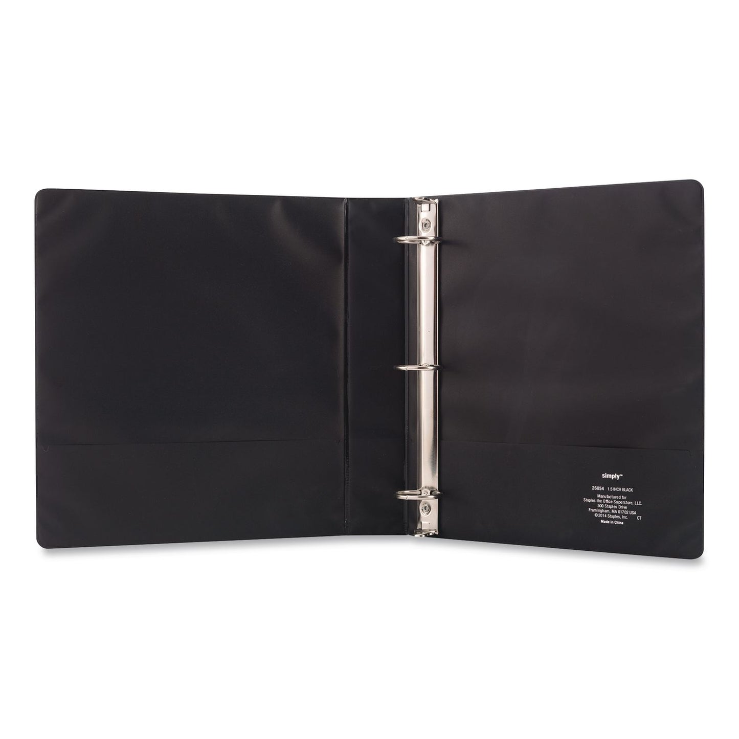 Simply™ Round Ring Non-View Binder, 3 Rings, 1.5" Capacity, 11 x 8.5, Black (MPL26593)