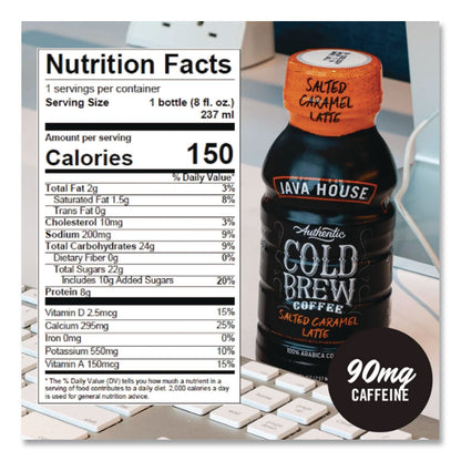 Java House® Cold Brew Coffee, Salted Caramel Latte, 8 oz Bottle, 12/Carton (JVHHFP01804)