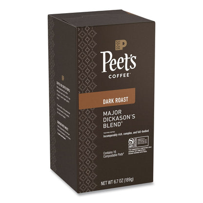 Peet's Coffee & Tea® Major Dickason's Blend Coffee Pods, Dark Roast, 16/Box, 6 Boxes/Carton (PEEPCE02781)