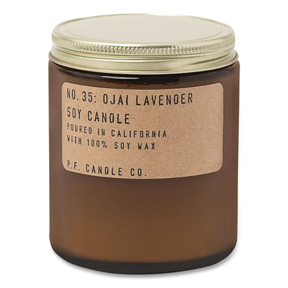 P.F. Candle Co. Ojai Lavender Soy Candle, 40 to 50 Hours Burn Time, 2.9 d x 3.5 h, 7.2 oz, Amber (PFRSC35)