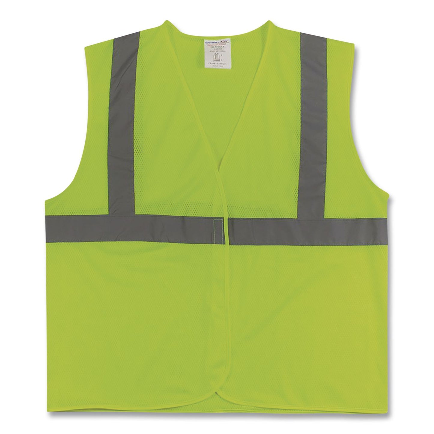 PIP ANSI Class 2 Hook and Loop Safety Vest, Large, Lime (PID302MVGLYL)