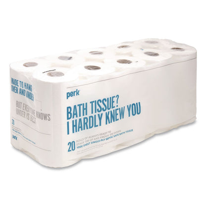 Perk™ Septic Safe Toilet Paper, 1-Ply, White, 1,000 Sheets/Roll, 20 Rolls/Pack (PRK24388712)