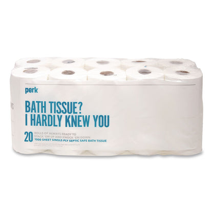 Perk™ Septic Safe Toilet Paper, 1-Ply, White, 1,000 Sheets/Roll, 20 Rolls/Pack (PRK24388712)