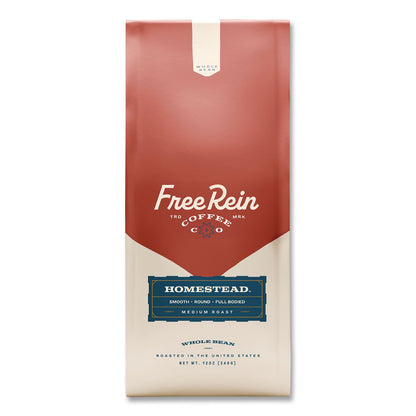Free Rein Whole Bean Coffee, Homestead, 12 oz Bag (RENFRE36401)