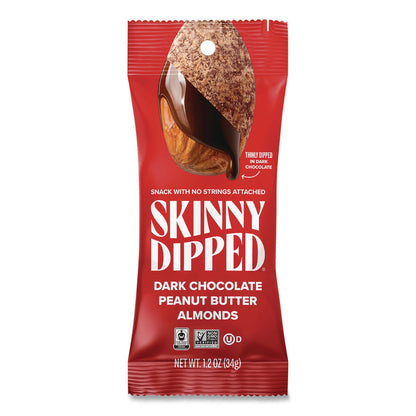 SkinnyDipped® Dark Chocolate Peanut Butter Almonds, 1.2 oz Pouch, 10/Box (SKUEDT08380)