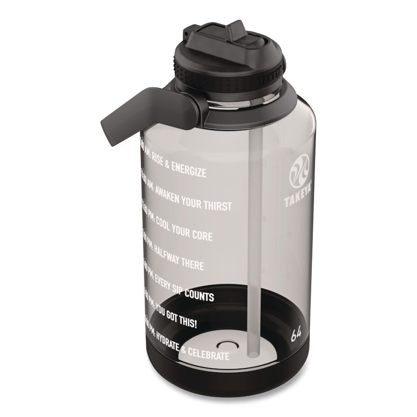 TAKEYA® Tritan Motivational Plastic Water Bottle, 64 oz, Stormy Black (TKY54145)