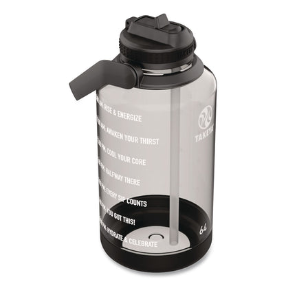 TAKEYA® Tritan Motivational Plastic Water Bottle, 64 oz, Stormy Black (TKY54145)