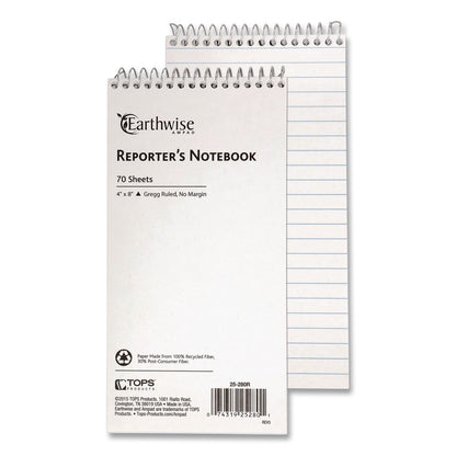 Ampad® Earthwise by Ampad Recycled Reporter's Notepad, White Cover, Gregg Rule, (70) White 4 x 8 Sheets, Dozen (TOP25280DZ)