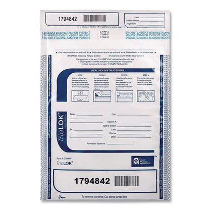 TripLOK™ Deposit Bag, Plastic, 9" x 12", White, 100/Pack (TRL585032)