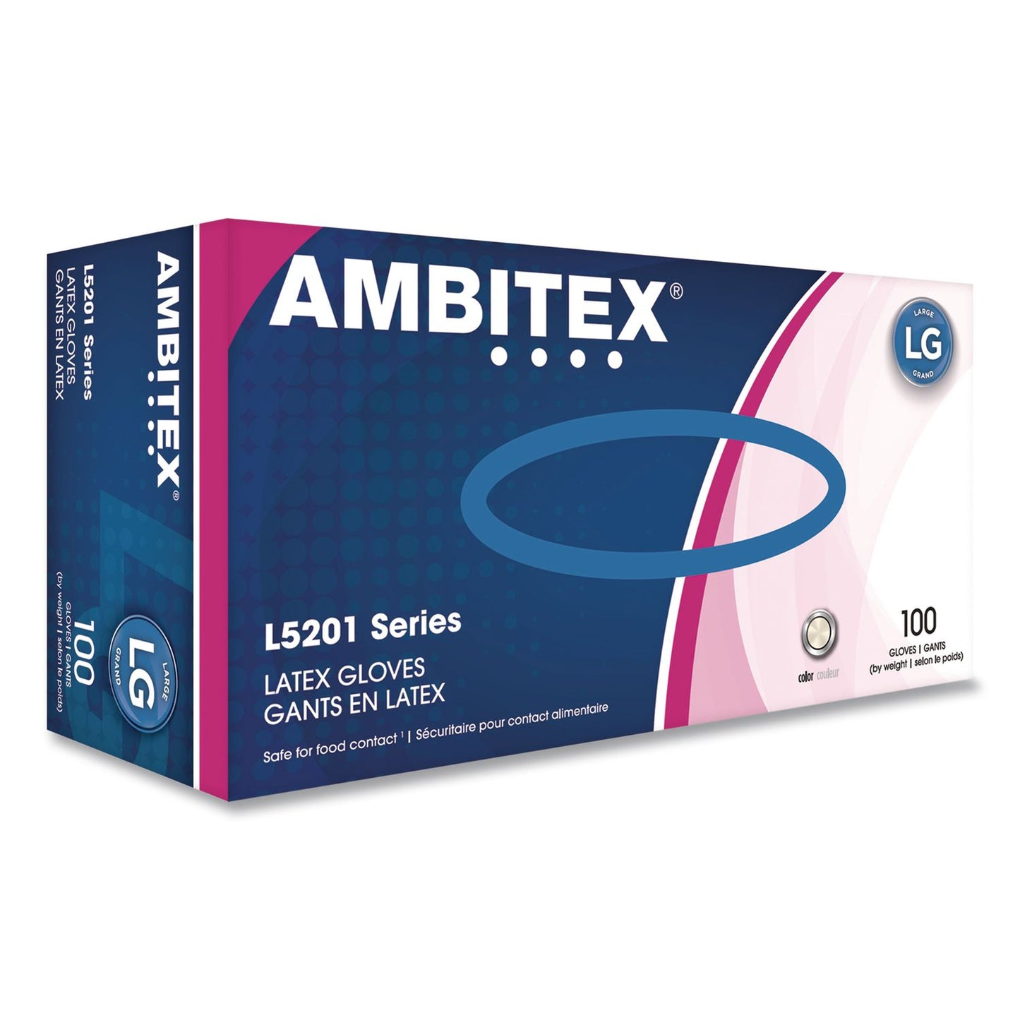 AMBITEX® L5201 Series Powder-Free Latex Gloves, Large, 4 mil Thick, 9" Long, Cream, 100/Box, 10 Boxes/Carton (TXILLG5201CT)