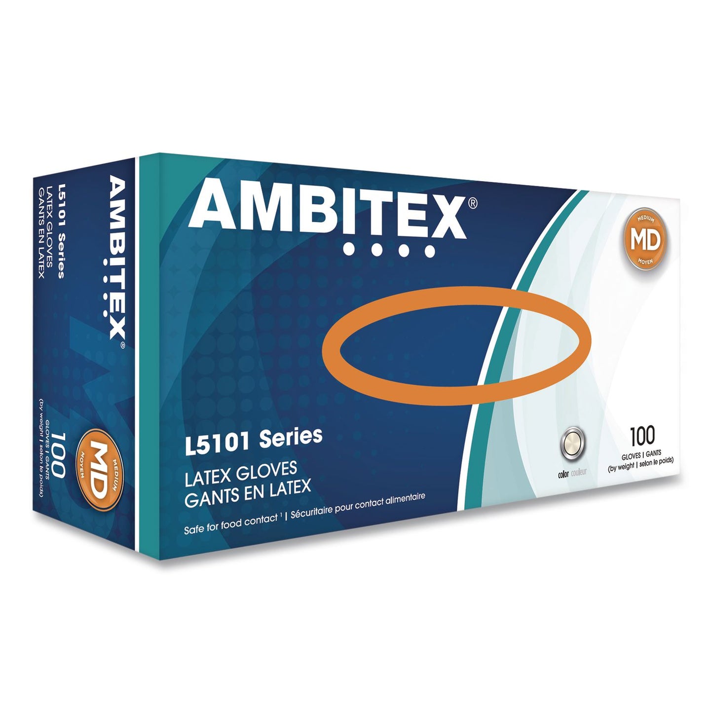AMBITEX® L5101 Series Powdered Latex Gloves, Medium, 4 mil Thick, 9" Long, Cream, 100/Box, 10 Boxes/Carton (TXILMD5101CT)