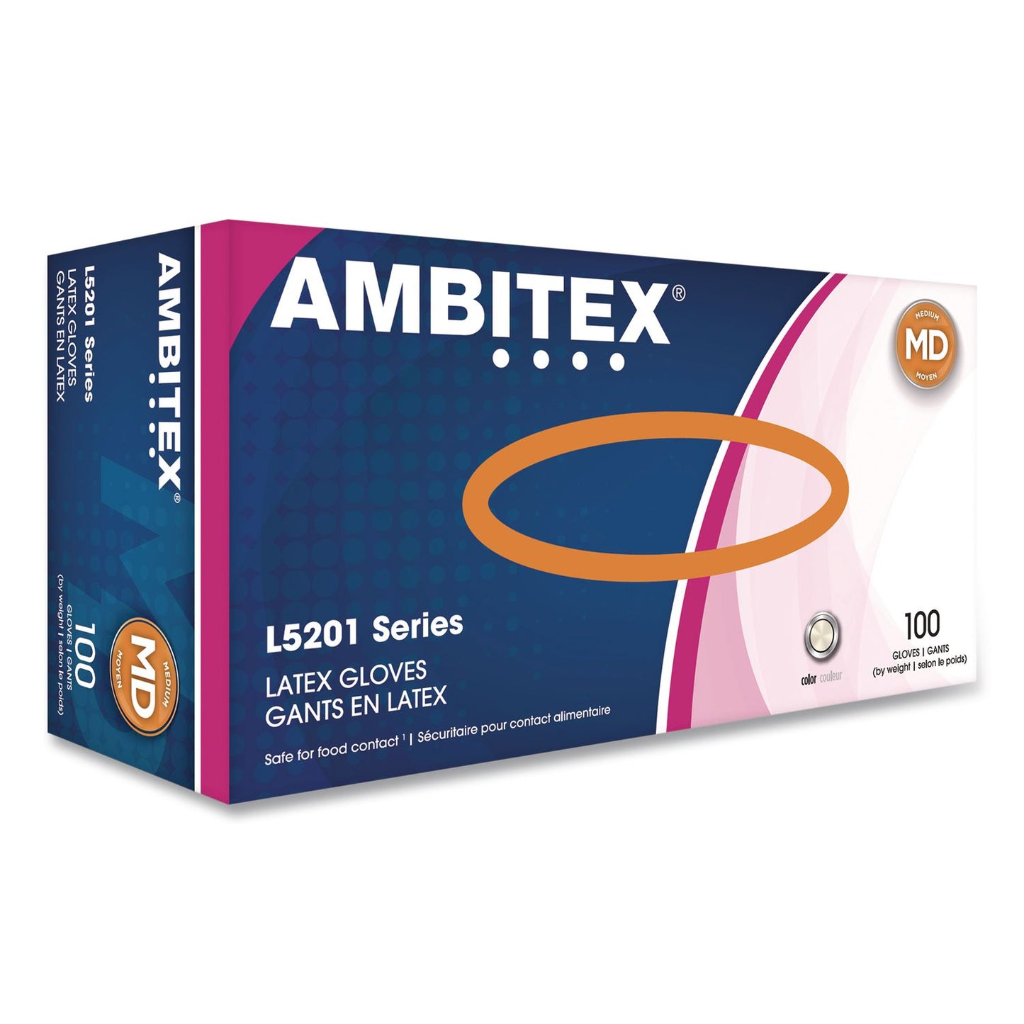 AMBITEX® L5201 Series Powder-Free Latex Gloves, Medium, 4 mil Thick, 9" Long, Cream, 100/Box, 10 Boxes/Carton (TXILMD5201CT)