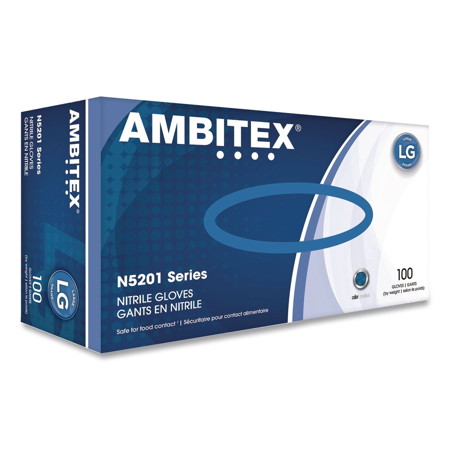 AMBITEX® N5201 Series Powder-Free Nitrile Gloves, Large, 9" Long, Blue, 100/Box, 10 Boxes/Carton (TXINLG5201CT)