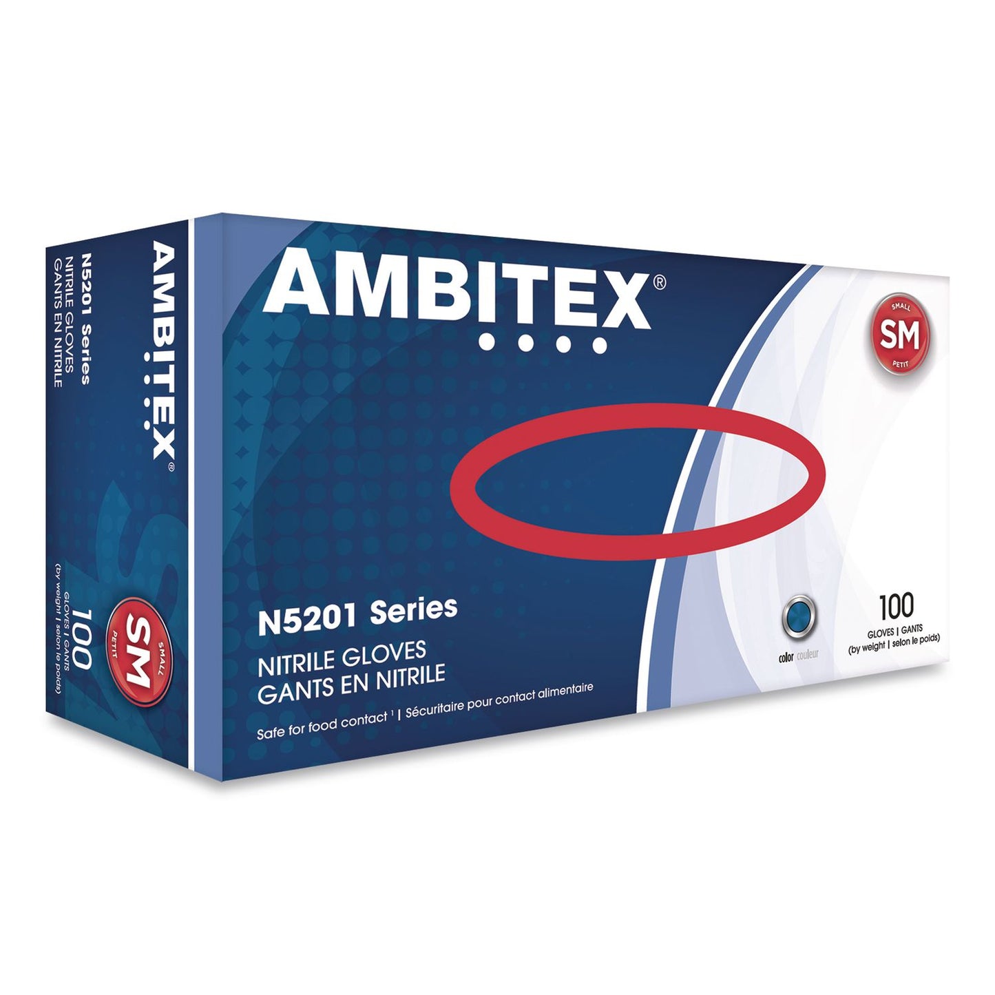 AMBITEX® N5201 Series Powder-Free Nitrile Gloves, Small, 9" Long, Blue, 100/Box, 10 Boxes/Carton (TXINSM5201CT)