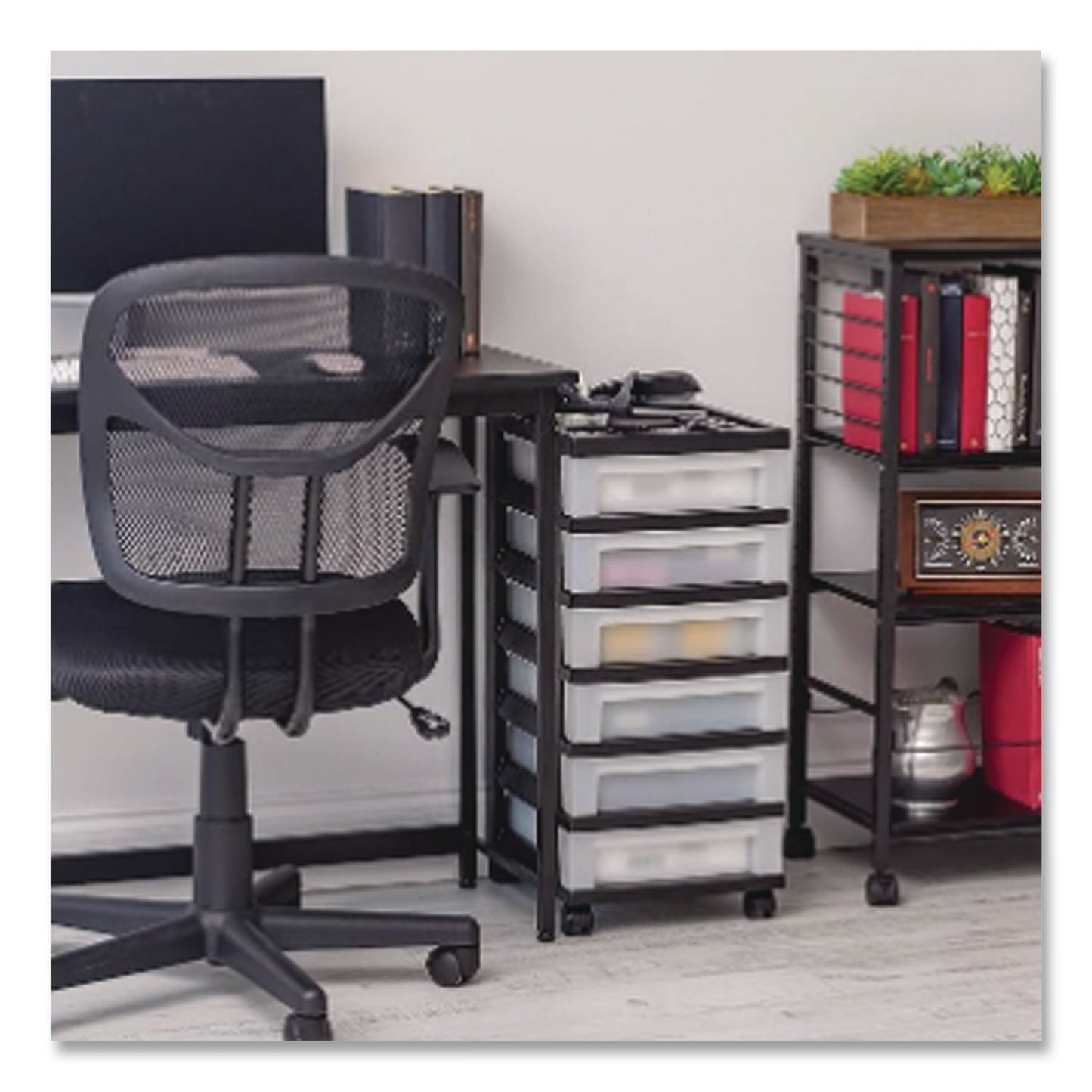 IRIS Six-Drawer Durable Storage Cart, Plastic, 15 lb Capacity, 12.13 x 14.38 x 26.38, Clear/Black (IRS270013116862)