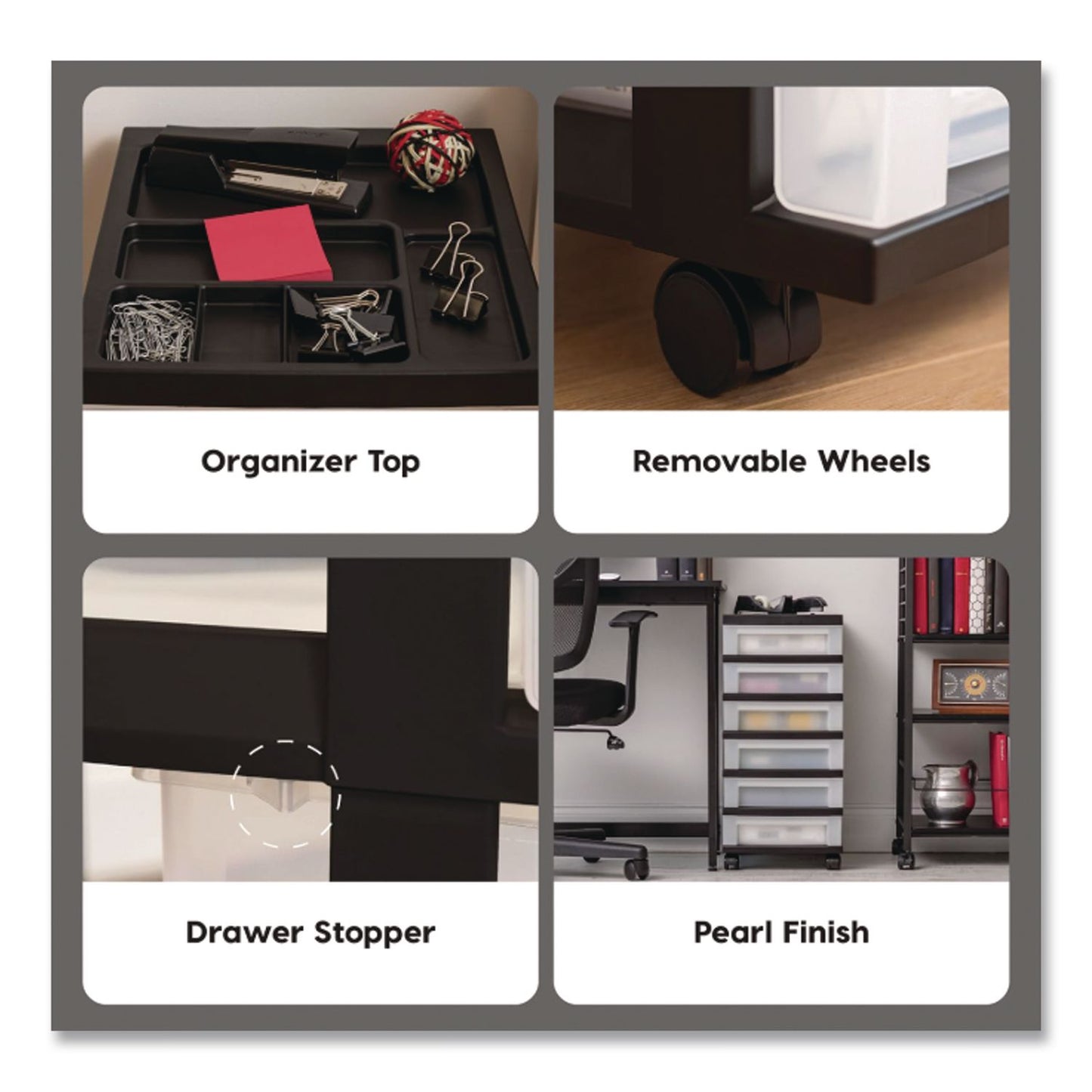 IRIS Six-Drawer Durable Storage Cart, Plastic, 15 lb Capacity, 12.13 x 14.38 x 26.38, Clear/Black (IRS270013116862)