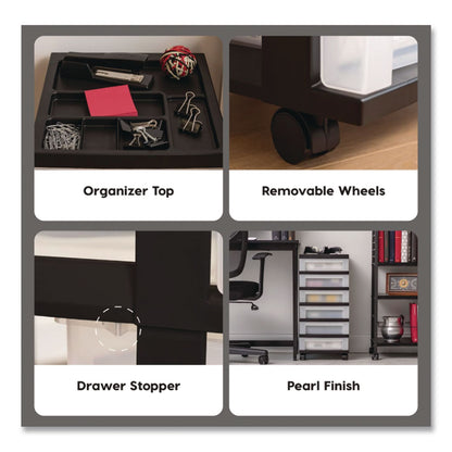 IRIS Six-Drawer Durable Storage Cart, Plastic, 15 lb Capacity, 12.13 x 14.38 x 26.38, Clear/Black (IRS270013116862)