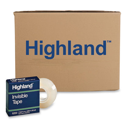 Highland™ Invisible Permanent Mending Tape, 1" Core, 0.75" x 36 yds, Clear, 144 Rolls/Carton (MMM6200341296CT)