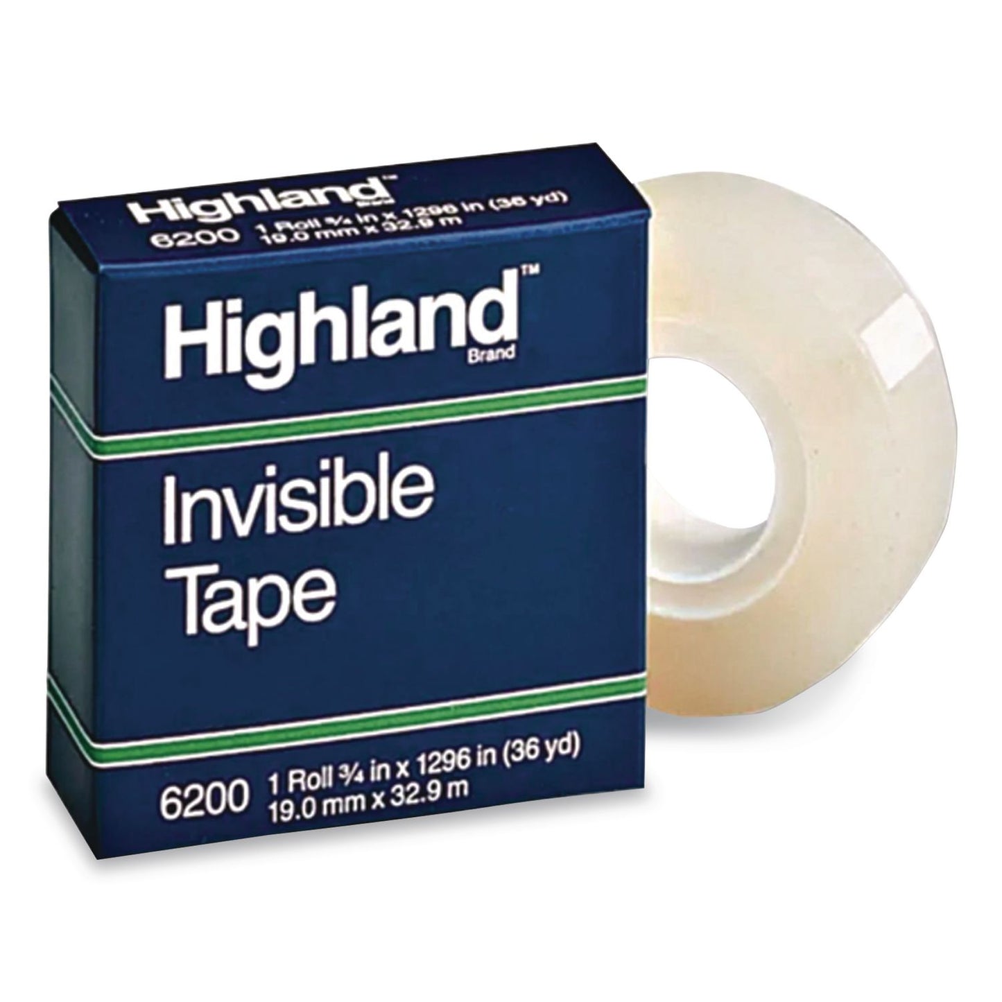 Highland™ Invisible Permanent Mending Tape, 1" Core, 0.75" x 36 yds, Clear, 144 Rolls/Carton (MMM6200341296CT)
