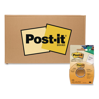 Post-it® Labeling and Cover-Up Tape, Non-Refillable, 1" x 19.44 yd, White Tape, Clear Dispenser, 24/Carton (MMM658CASE)