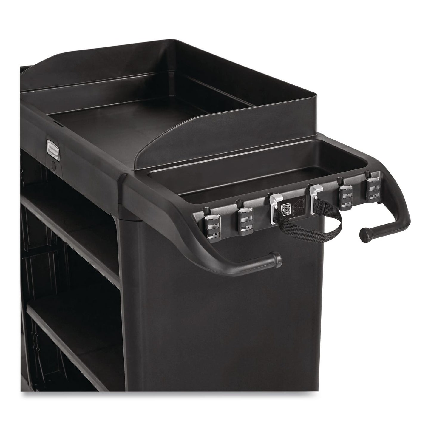 Rubbermaid® Commercial Vacuum Holder, For All Rubbermaid Commercial Full Size and Compact Housekeeping Carts, Plastic, Black, 6/Carton (RCP2202571)