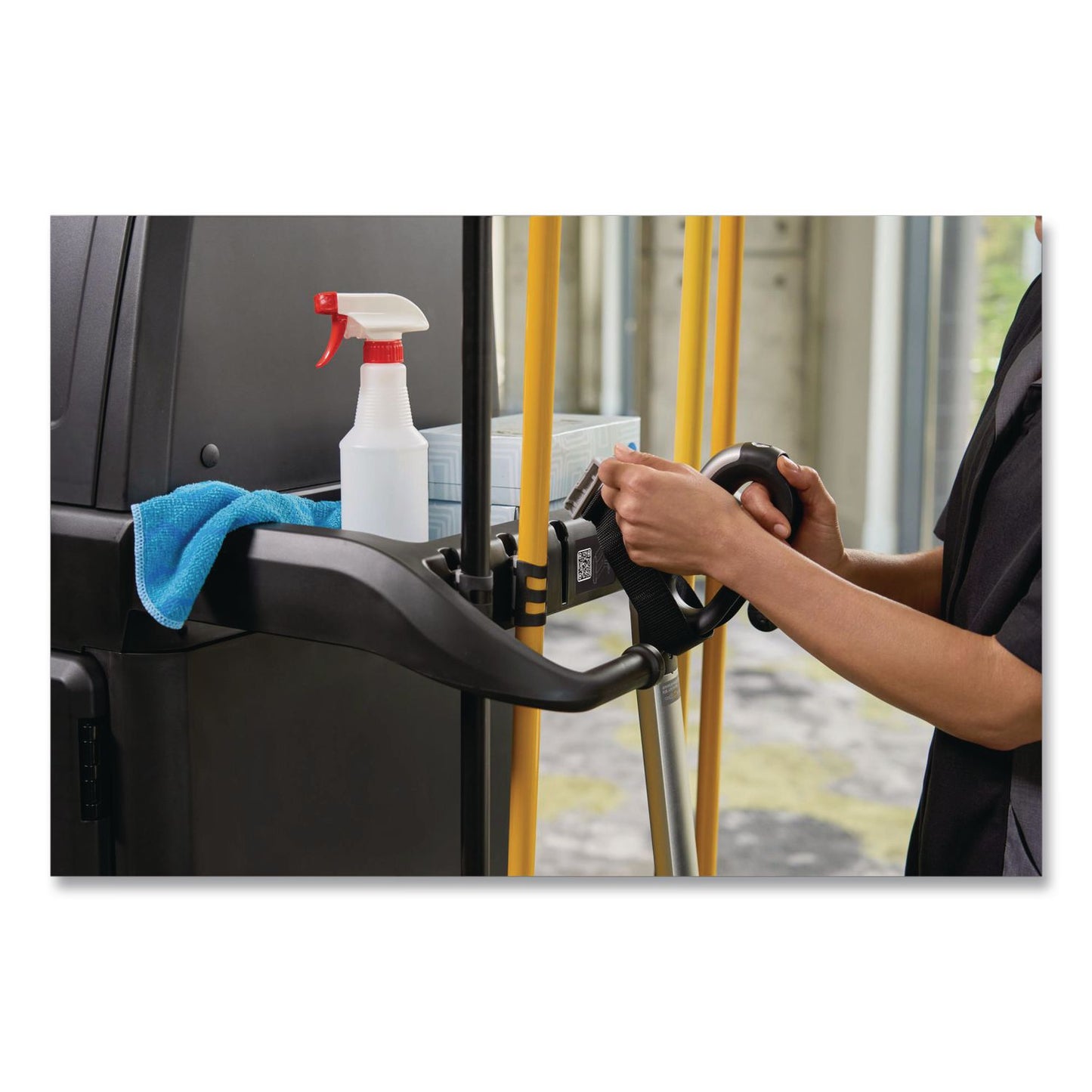 Rubbermaid® Commercial Vacuum Holder, For All Rubbermaid Commercial Full Size and Compact Housekeeping Carts, Plastic, Black, 6/Carton (RCP2202571)