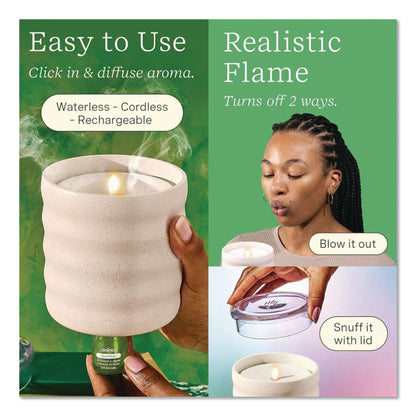 Lifelines® Aromatherapy Essential Oil Flameless Candle Diffuser, Rosemary and Lemon Essential Oil, 5.5 x 5.5 x 5.5, Ivory (LLN111617)