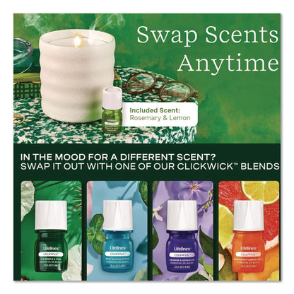 Lifelines® Aromatherapy Essential Oil Flameless Candle Diffuser, Rosemary and Lemon Essential Oil, 5.5 x 5.5 x 5.5, Ivory (LLN111617)