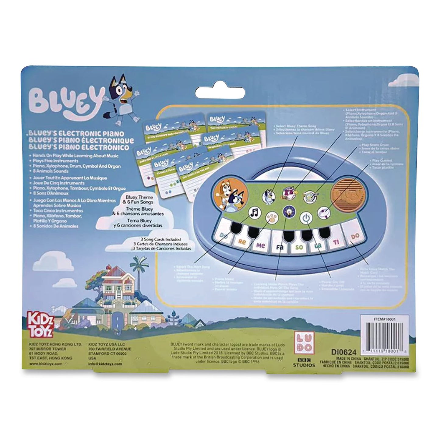Bluey Music Time Band Electric Piano, Ages 3 and Up, Blue/Green/White (LTP18001)