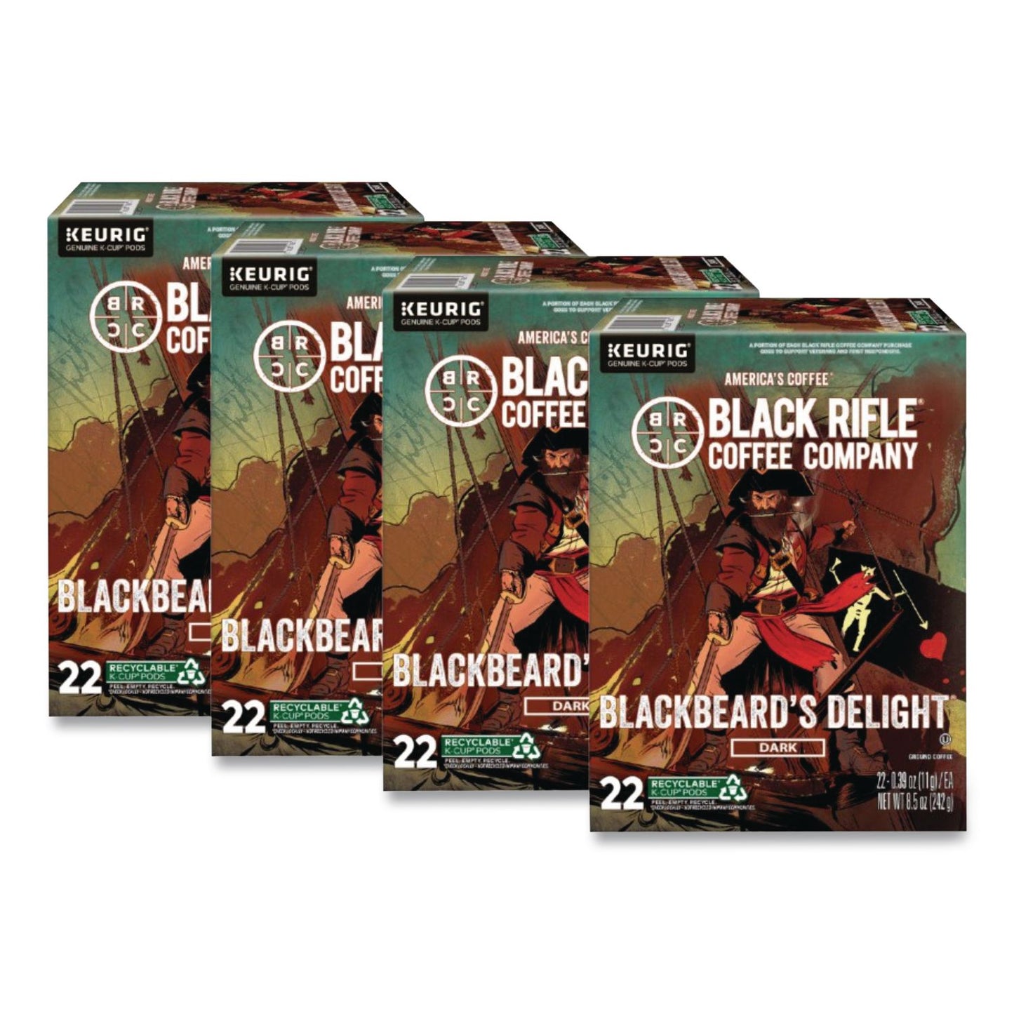 Black Rifle® Coffee Company Blackbeard's Delight Coffee K-Cups, 22/Box, 4 Boxes/Carton (GMT0430CT)