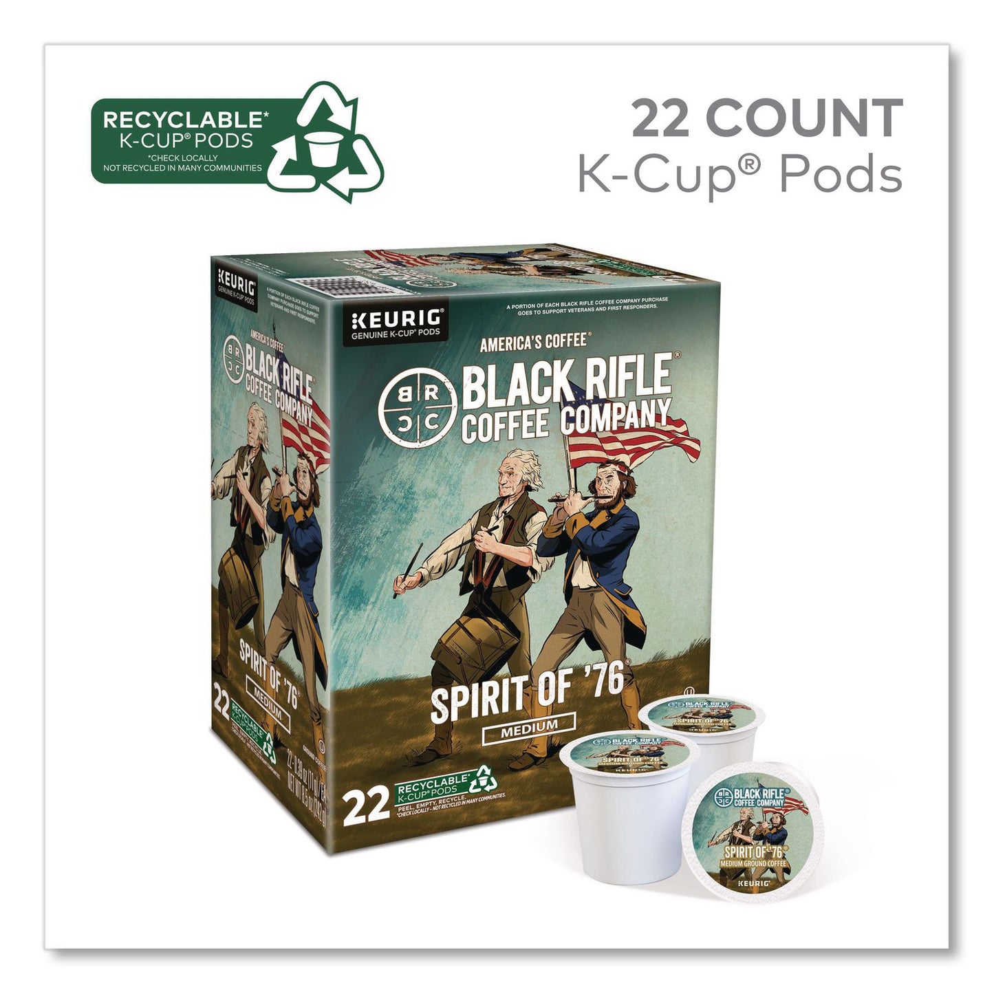 Black Rifle® Coffee Company Spirit of '76 Coffee K-Cups, 22/Box, 4 Boxes/Carton (GMT0501CT)